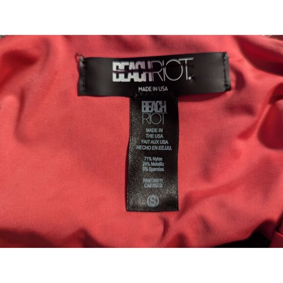 Beachriot Womens Sparkling Metallic Knit Cropped Tank Top S Pink/Gold Adjustable - Picture 6 of 6